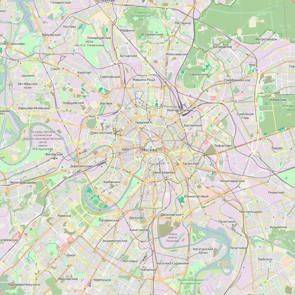 Editable City Map of Moscow