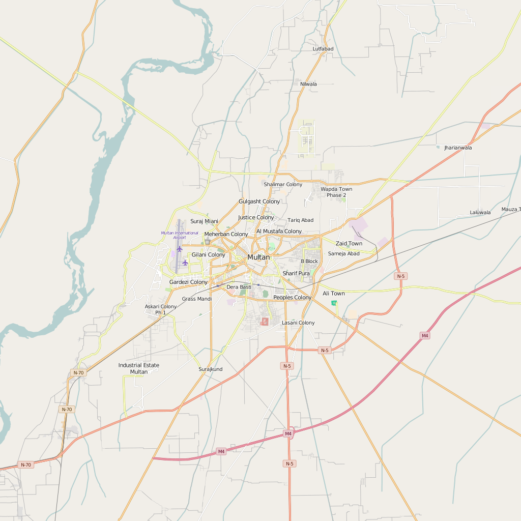 Editable City Map of Multan
