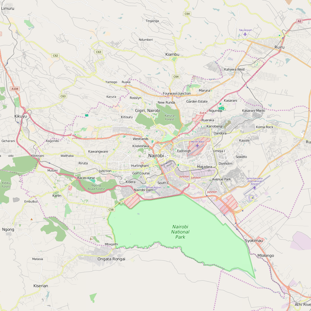 Editable City Map of Nairobi
