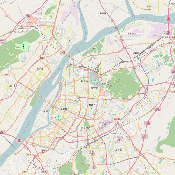Editable City Map of Nanjing