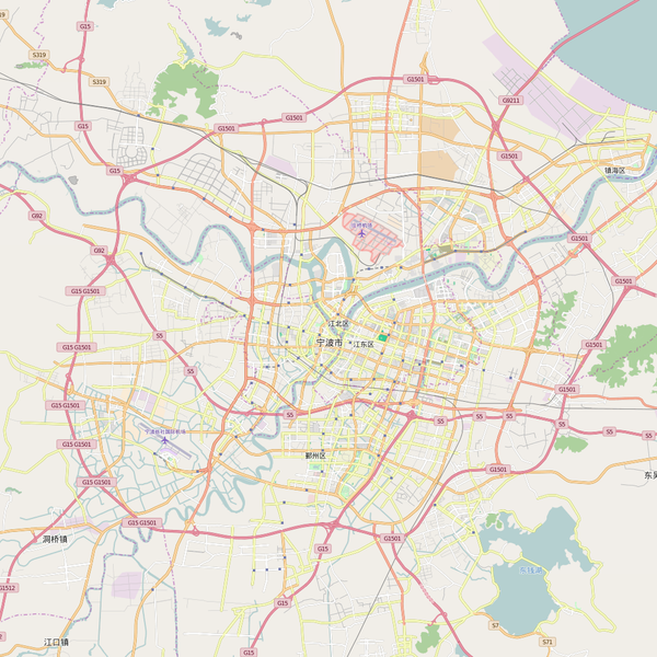 Editable City Map of Ningbo