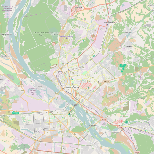 Editable City Map of Novosibirsk
