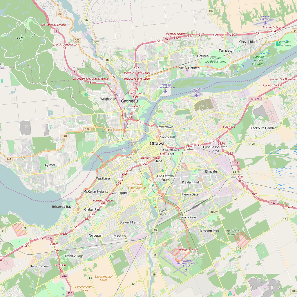 Editable City Map of Ottawa