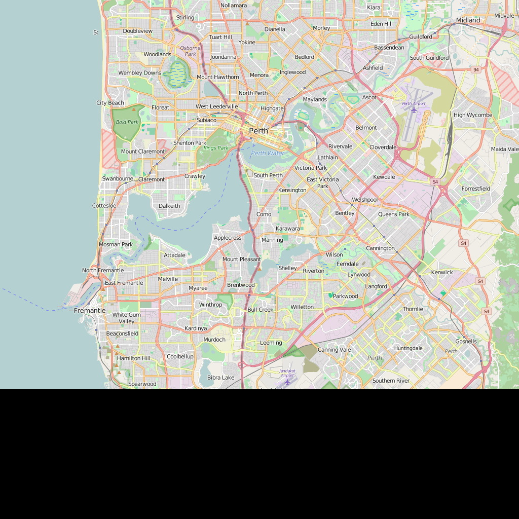 Editable City Map of Perth