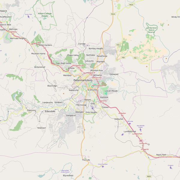 Editable City Map of Pietermaritzburg