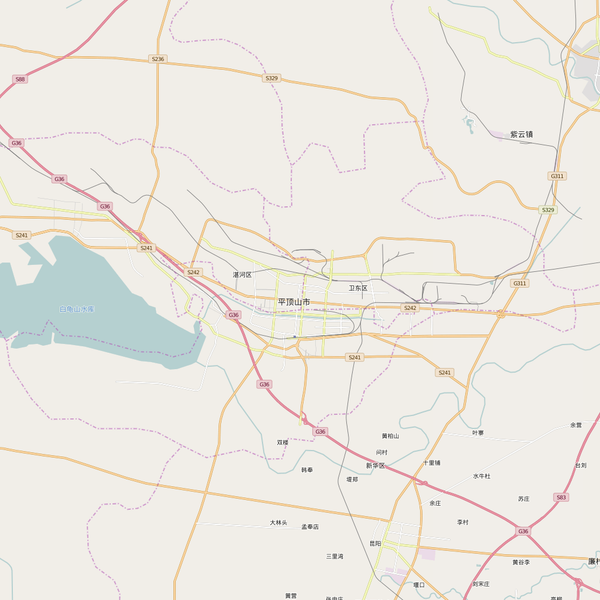 Editable City Map of Pingdingshan
