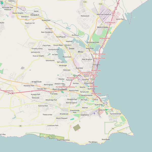 Editable City Map of Port Elizabeth