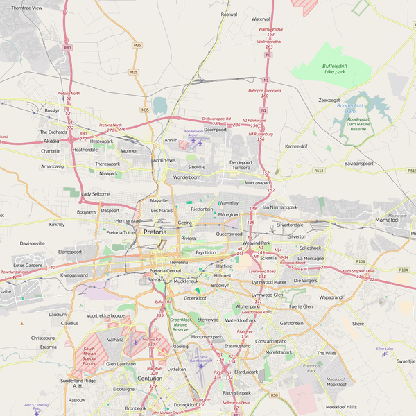 Editable City Map of Pretoria