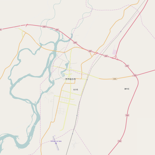 Editable City Map of Qiqihar