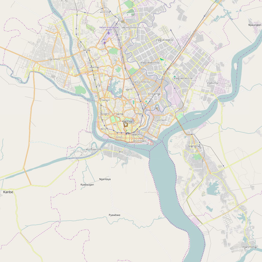 Editable City Map of Rangoon