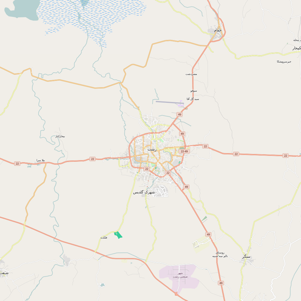 Editable City Map of Rasht