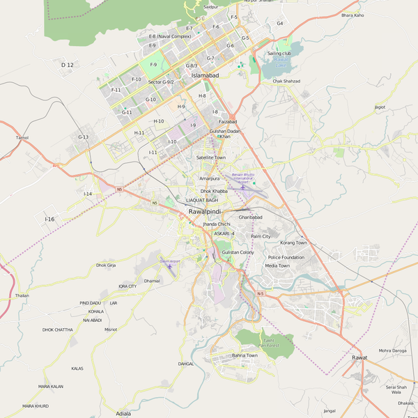 Editable City Map of Rawalpindi