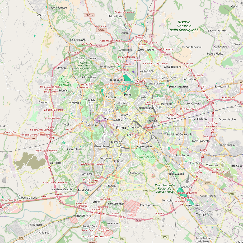 Editable City Map of Rome