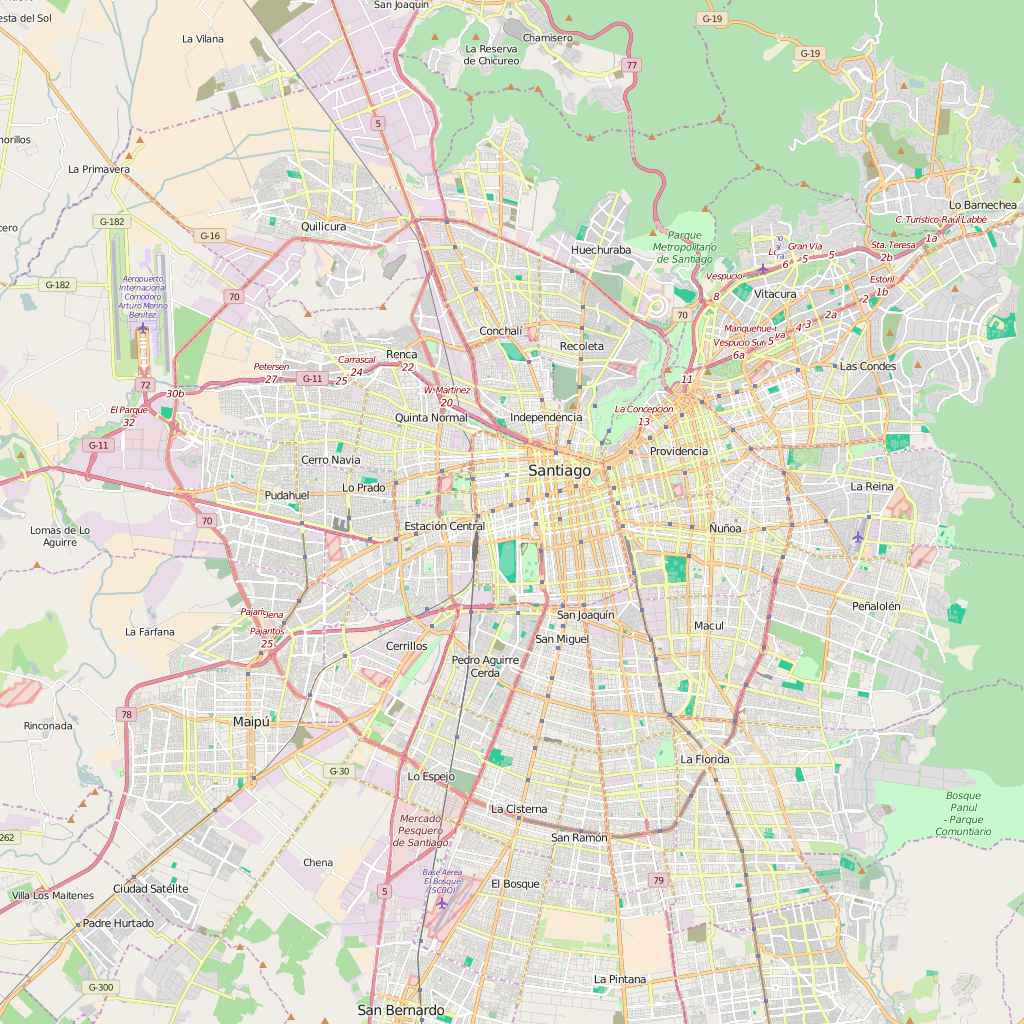 Editable City Map of Santiago