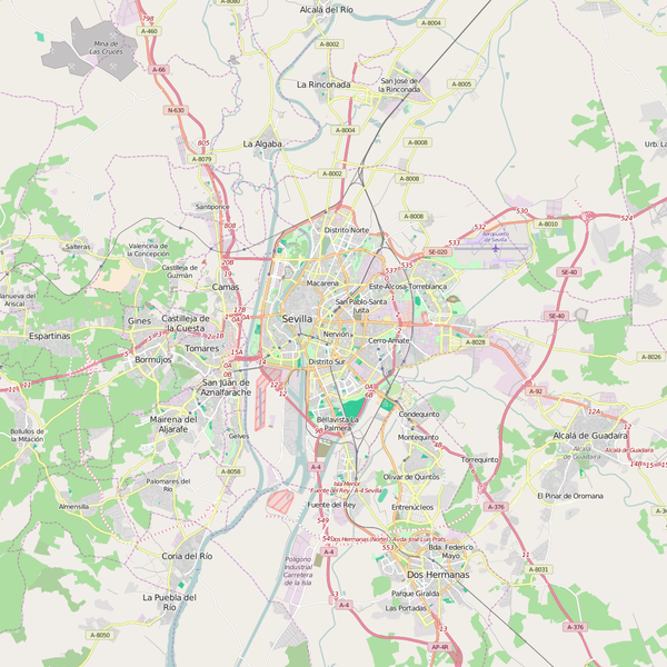 Editable City Map of Sevilla