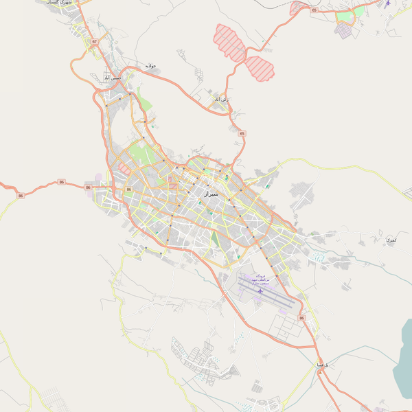 Editable City Map of Shiraz