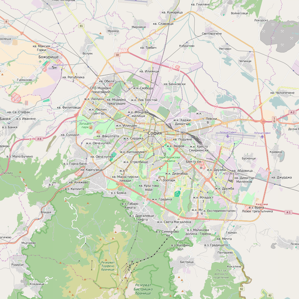 Editable City Map of Sofia