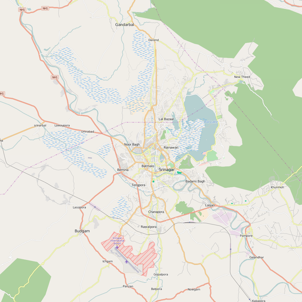 Editable City Map of Srinagar