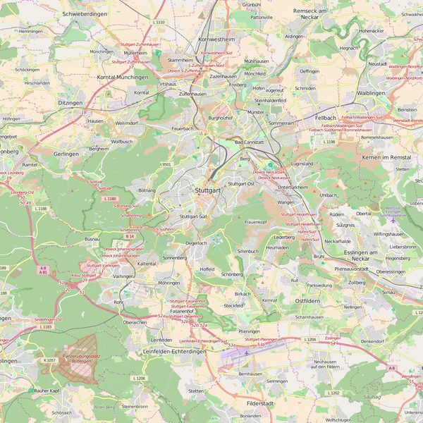 Editable City Map of Stuttgart