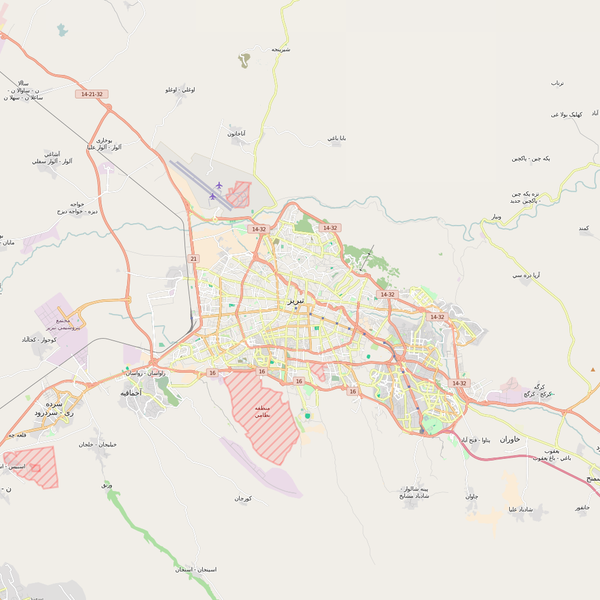 Editable City Map of Tabriz