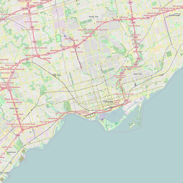 Editable City Map of Toronto