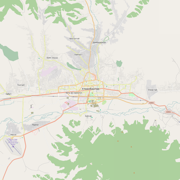 Editable City Map of Ulaanbaatar