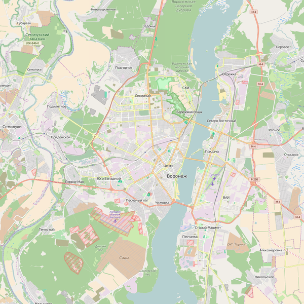 Editable City Map of Voronezh