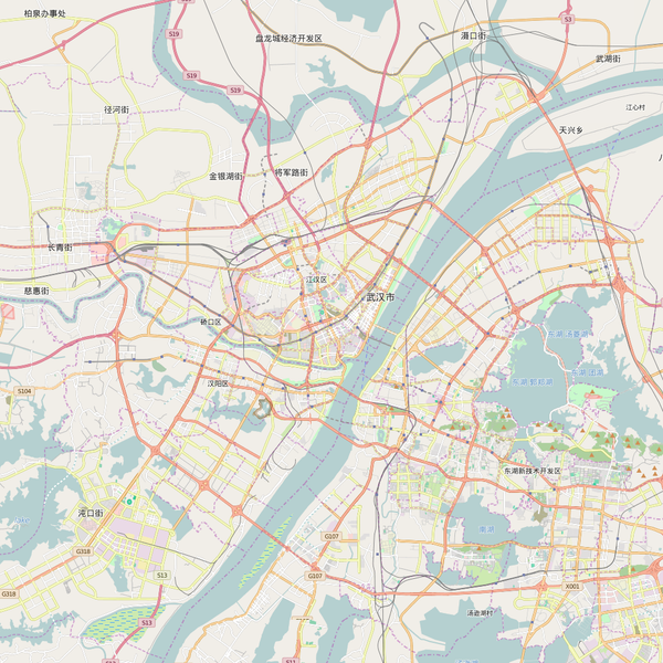 Editable City Map of Wuhan