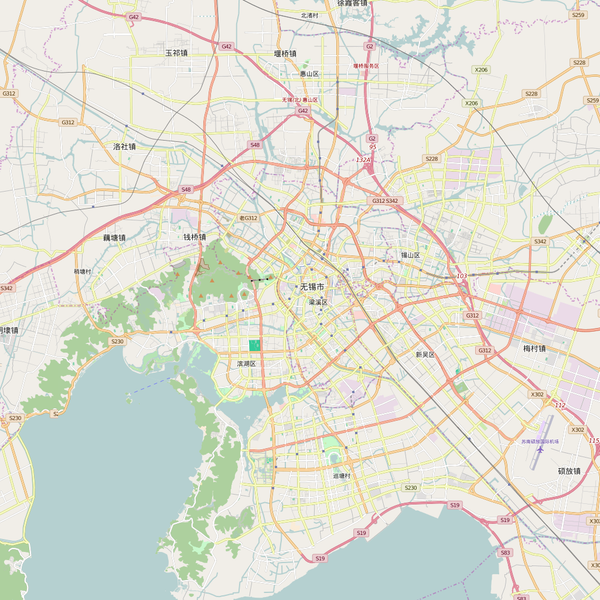 Editable City Map of Wuxi