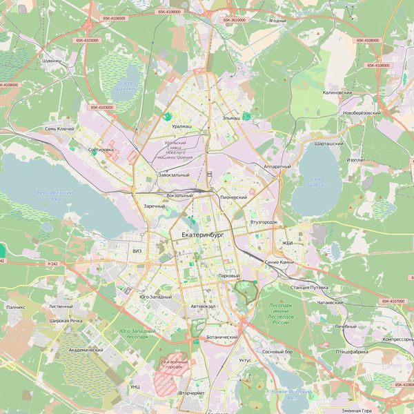 Editable City Map of Yekaterinburg