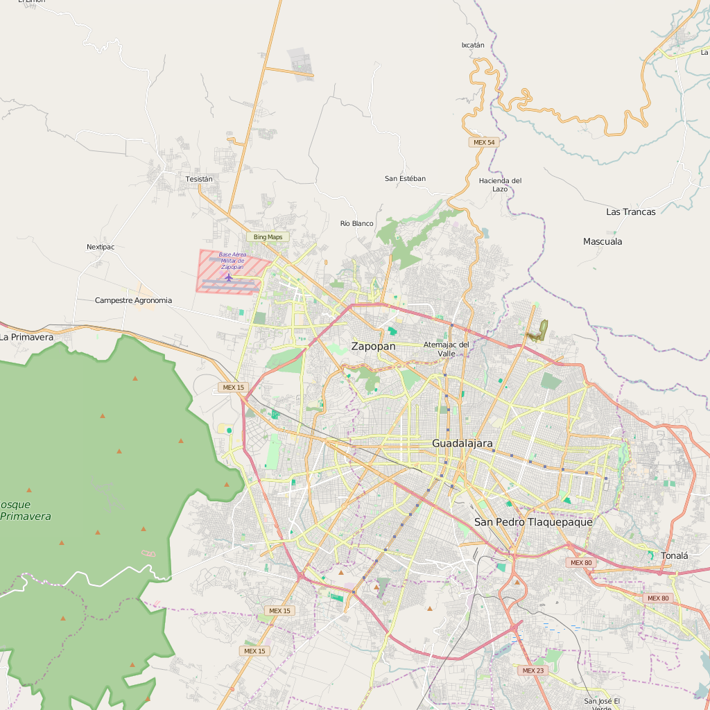 Editable City Map of Zapopan