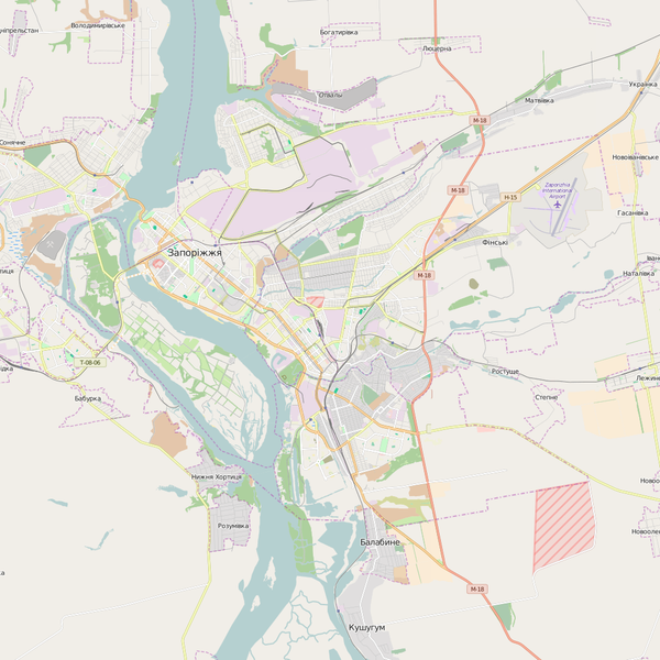 Editable City Map of Zaporizhzhya