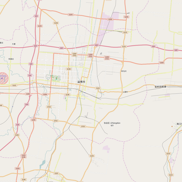 Editable City Map of Zhangdian