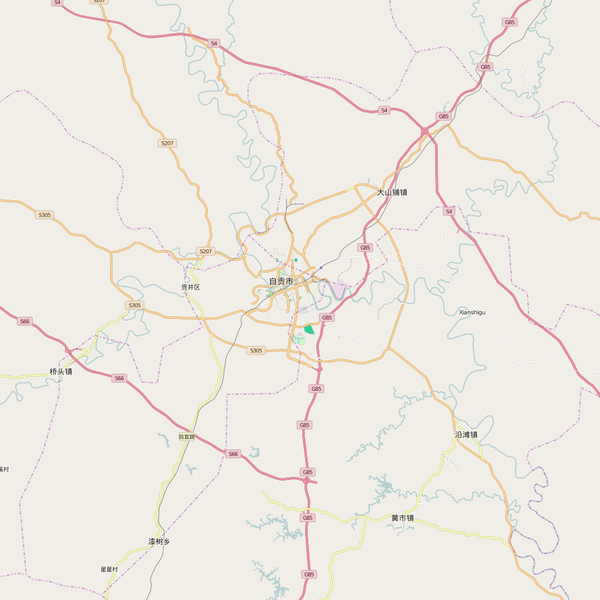 Editable City Map of Zigong