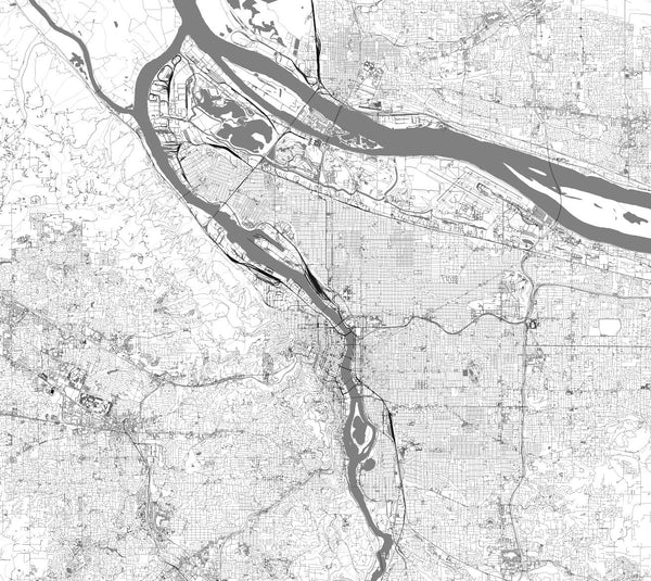 Outline City Map of Portland