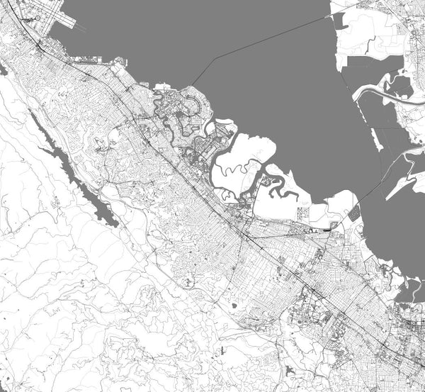 Outline Editable City Map of San Mateo