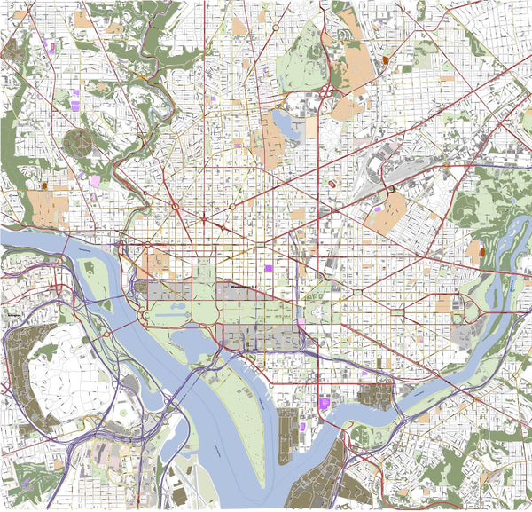 Editable City Map of Washington D.C.