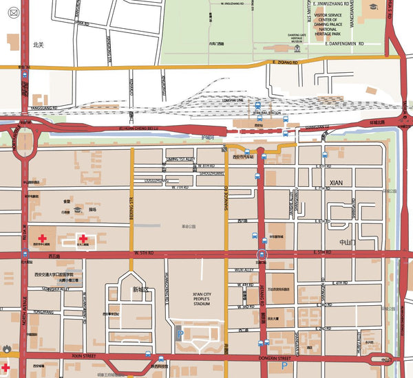 Editable City Map of Xian incl. English Street Names