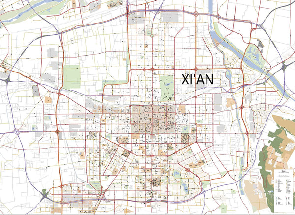 Editable City Map of Xian incl. English Street Names